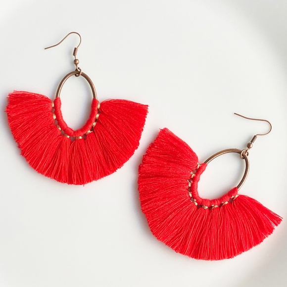 Jewelry - NEW "Amoret" Tassel Earrings (Red)